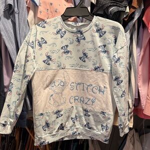 Kids' Light Blue Stitch 'Stitch Crazy' Pullover Long-sleeve Shirt